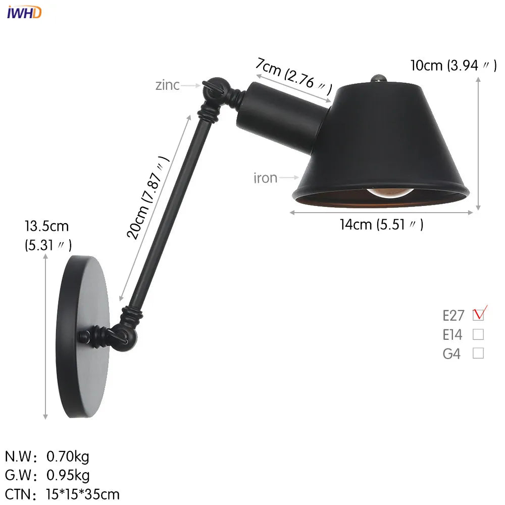 Vintage Industrial 2-Head Wall Lamp