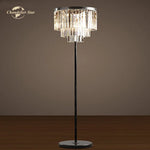 Industrial Crystal LED Floor Lamp Chrome Black Metal Standing Light