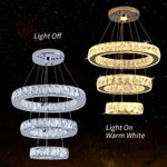 Crystal LED Ring Pendant Chandelier for Modern Living Dining Room Décor