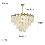 Round Glass Suspension Chandelier – Modern French Style Light Luxury for Living Room