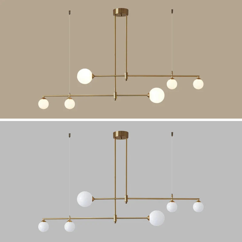 Gold Copper Glass Ball Chandelier Pendant for Dining Room & Kitchen