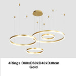 LED Chandelier Rings Pendant Light - Coffee Gold Dimmable Ceiling Lamp