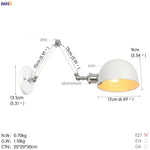 White Swing Arm Wall Light: Adjustable Vintage Industrial Sconce Luminaria
