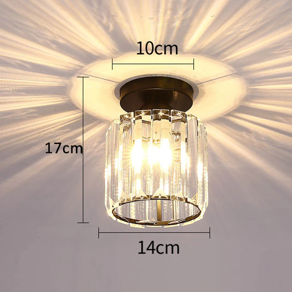 Crystal Pendant Ceiling Light, Modern E27 Semi Flush Design for Home Decor