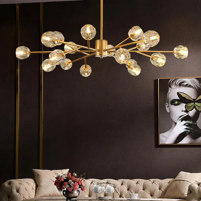 Crystal LED Chandelier: Modern Nordic Design Copper Ceiling Light Fixture