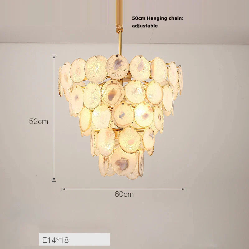 LED Agate Chandelier Lighting for Foyer - Colorized Designer Lamps