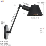 Black Single Swing Arm Wall Light Industrial Vintage Sconce LED Wall Lamp