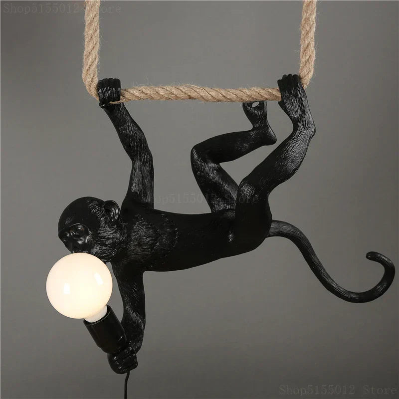 Monkey Resin Pendant Light for Artistic Living Room Decor
