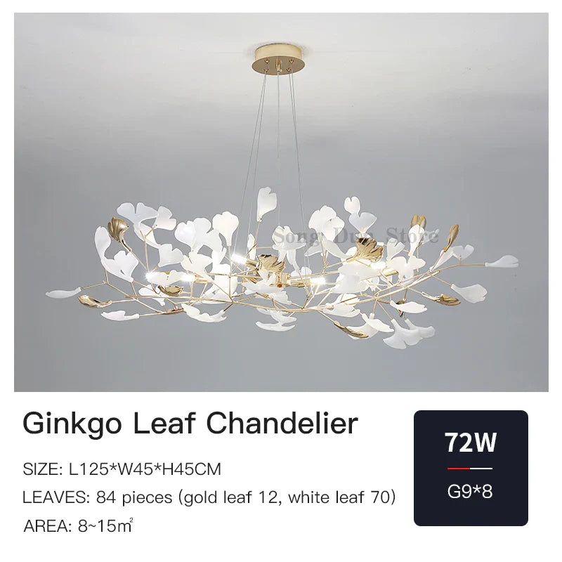Ginkgo Leaf Decor Chandelier - Nordic Fine Flower Art Light for Living Room