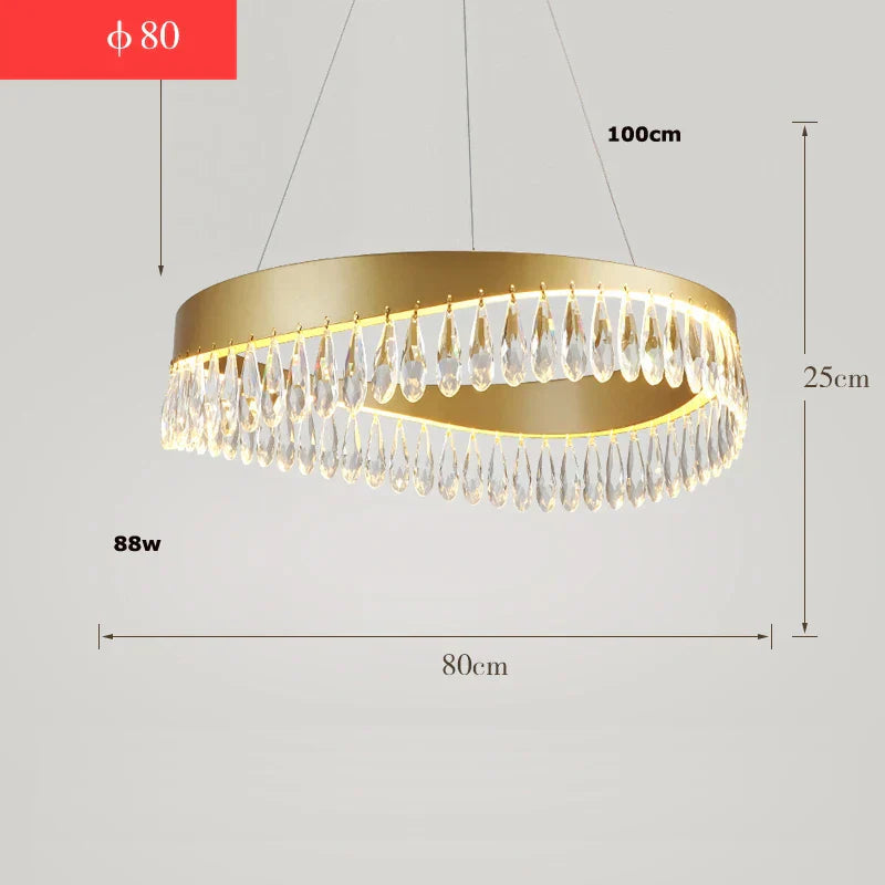 Crystal Stainless Steel LED Chandelier for Foyer