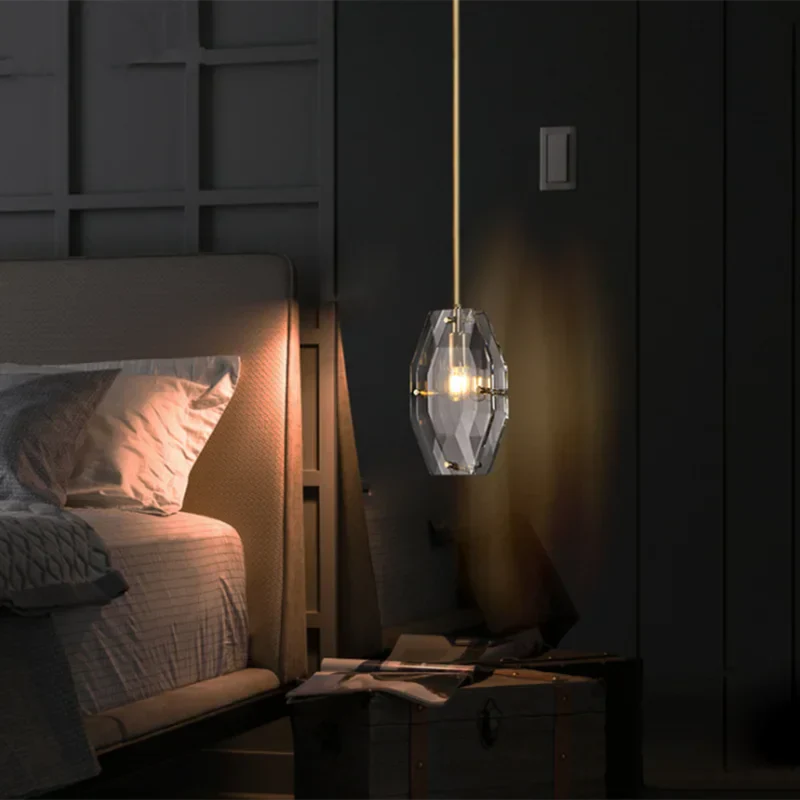 Crystal Glass Pendant Lamp Luxe Chandelier for Bedroom Restaurant Kitchen Home