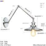 Silver Swing Arm LED Wall Light - Industrial Vintage Wall Sconce