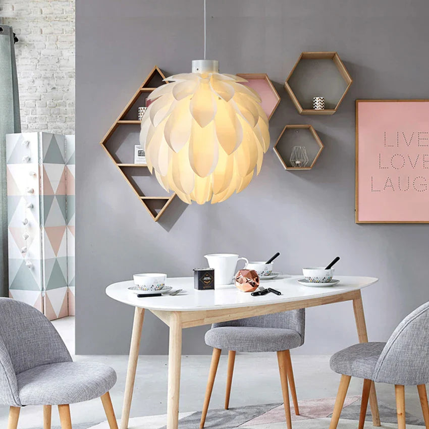 Pinecone Pendant Light - Modern White Acrylic Lamp for Dining Room
