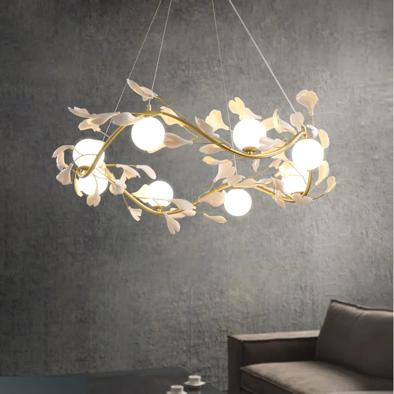 Nordic Glass Ball Chandelier with Petals by - Luxury Interior Lighting