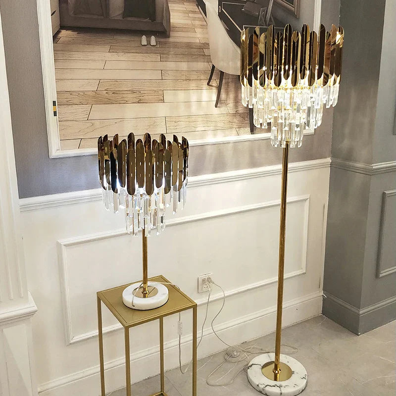Postmodern Crystal Marble LED Floor Lamp for Bedroom