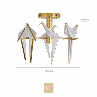 Love Bird Chandelier Lighting - White Gold Designer Lustre for Dining Room