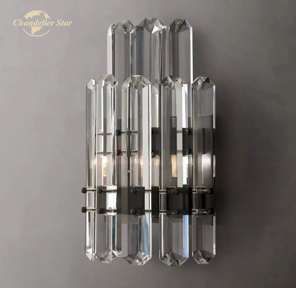 Crystal LED Wall Sconce Two Tiers Indoor Lighting for Bathroom Bedroom