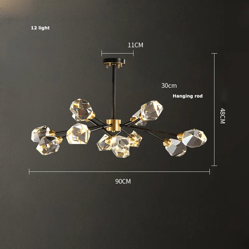 Crystal Copper Chandelier Lighting for Dinning Room