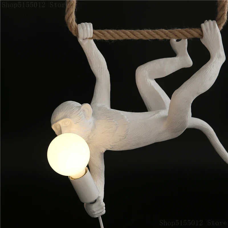 Monkey Resin Pendant Light for Artistic Living Room Decor