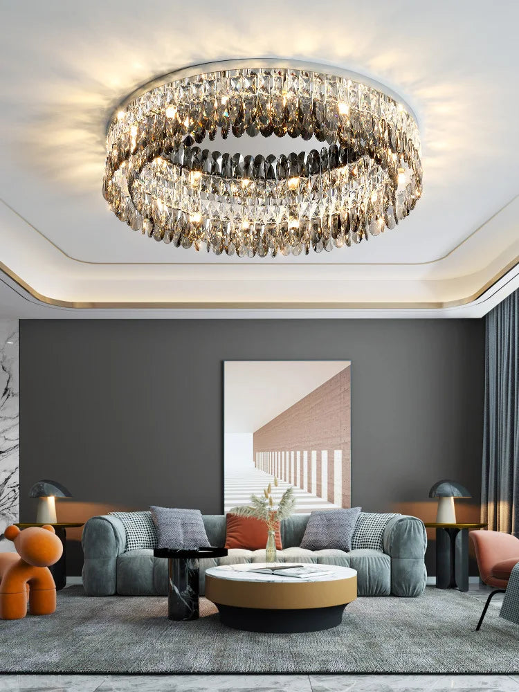Crystal Chrome Ceiling Lamp - Simple Modern Nordic Living Room Dining Bedroom Lighting