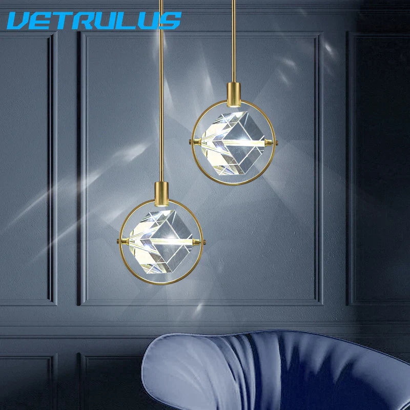 Crystal LED Ceiling Lamp Chandelier Iron Art Bar Home Decor.