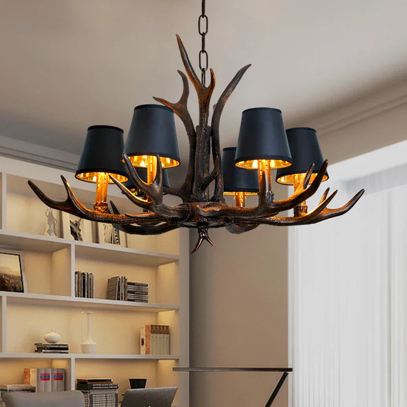 Retro Antlers LED Chandelier Table Dining Room Kitchen Interior Lighting Fixture