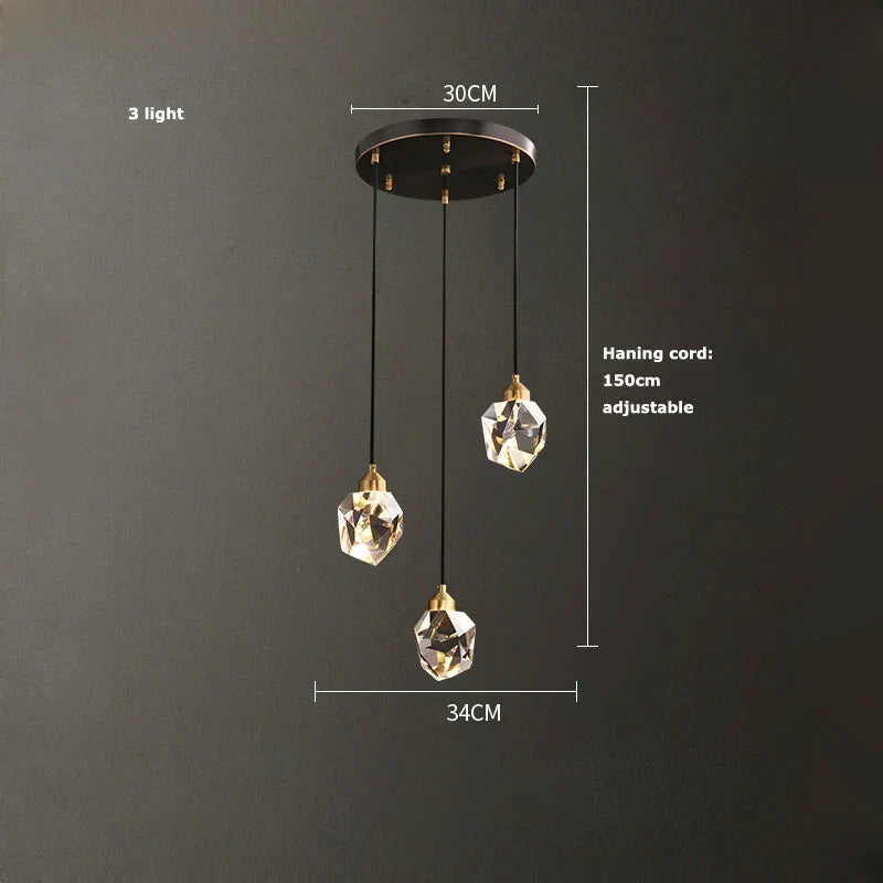 Crystal Copper Chandelier Lighting for Dinning Room