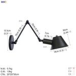 Black Single Swing Arm Wall Light Industrial Vintage Sconce LED Wall Lamp