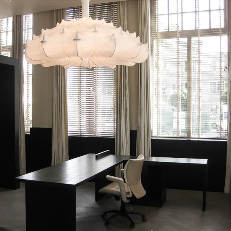 Zeppelin Silk Chandelier: Hand-Woven Modern Japanese Country Style Dining Room Lamp