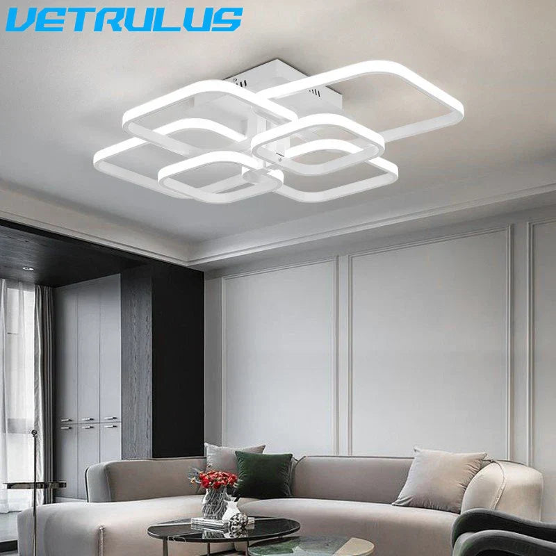 White Acrylic Chandelier LED Ceiling Lamp for Living Dining Room Home Decor