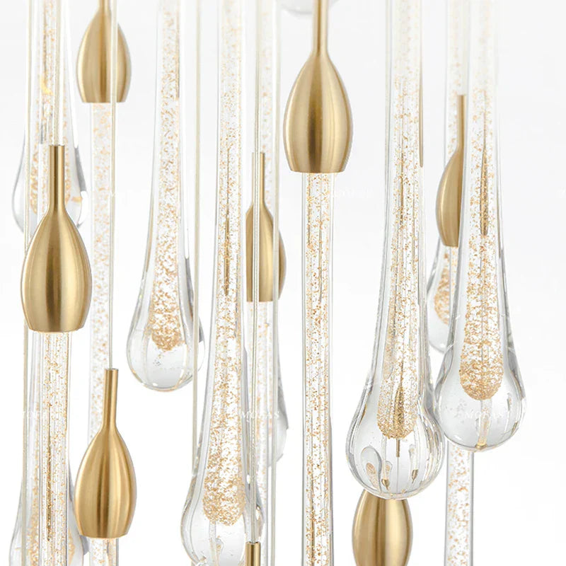 Modern Crystal Chandelier Water Drop Design LED Hanging Lighting for Villa Lobby by Afralia™