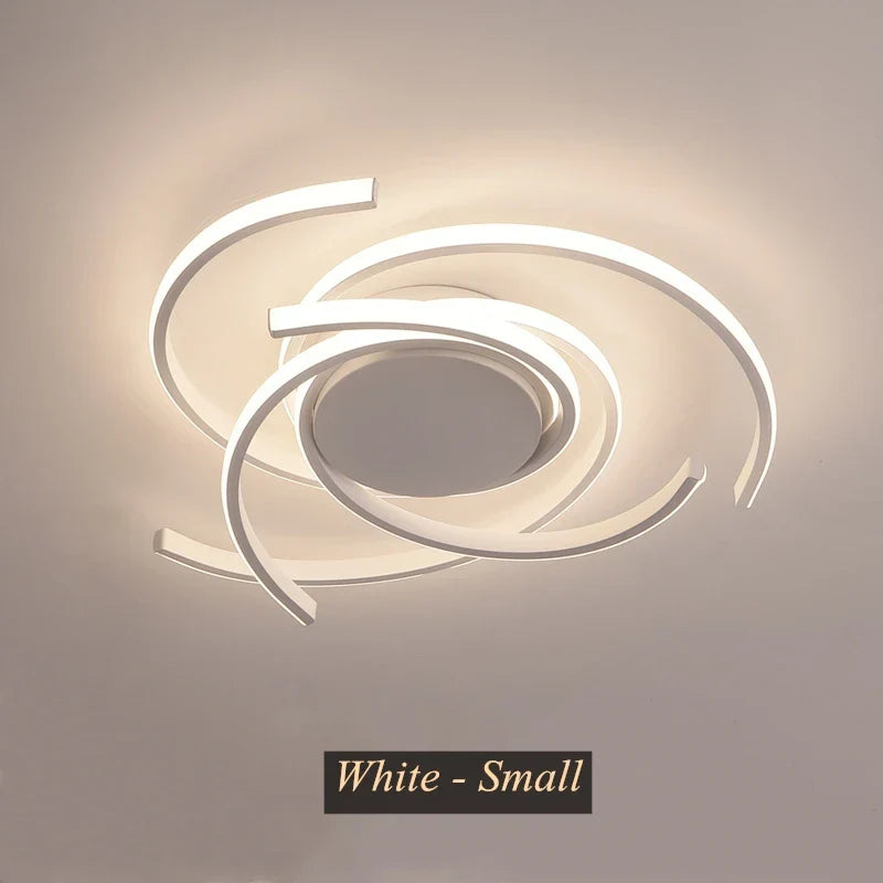 Curved Branch LED Ceiling Lamp: Modern Nordic Design for Bedroom, Dining, Kitchen.