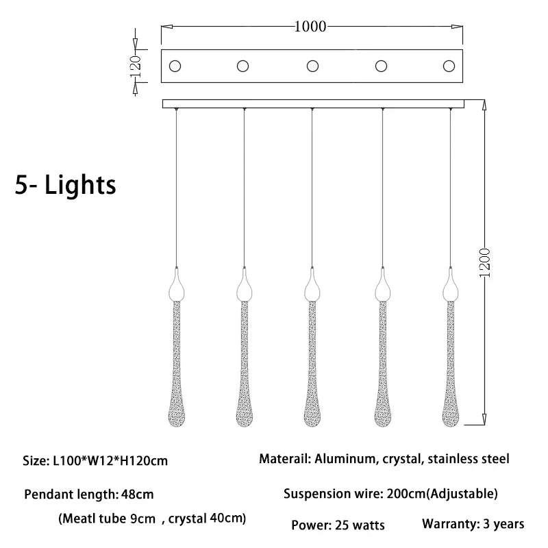Modern Crystal Chandelier Water Drop Design LED Hanging Lighting for Villa Lobby by Afralia™