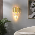 Crystal Golden LED Wall Sconce Stainless Steel Postmodern Art Deco Wall Light