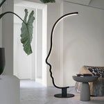 Black Nordic Human Face LED Floor Lamp: Adjustable Indoor Lighting for Living Room