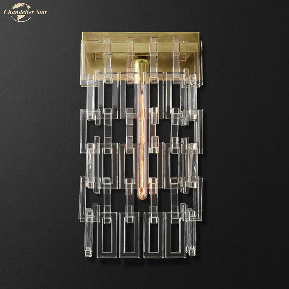 Crystal Wall Sconce Lamp: Modern Art Deco Square Design for Home Interior