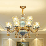 Retro Ceramic Chandelier for Living Room Bedroom Villa Duplex Floor