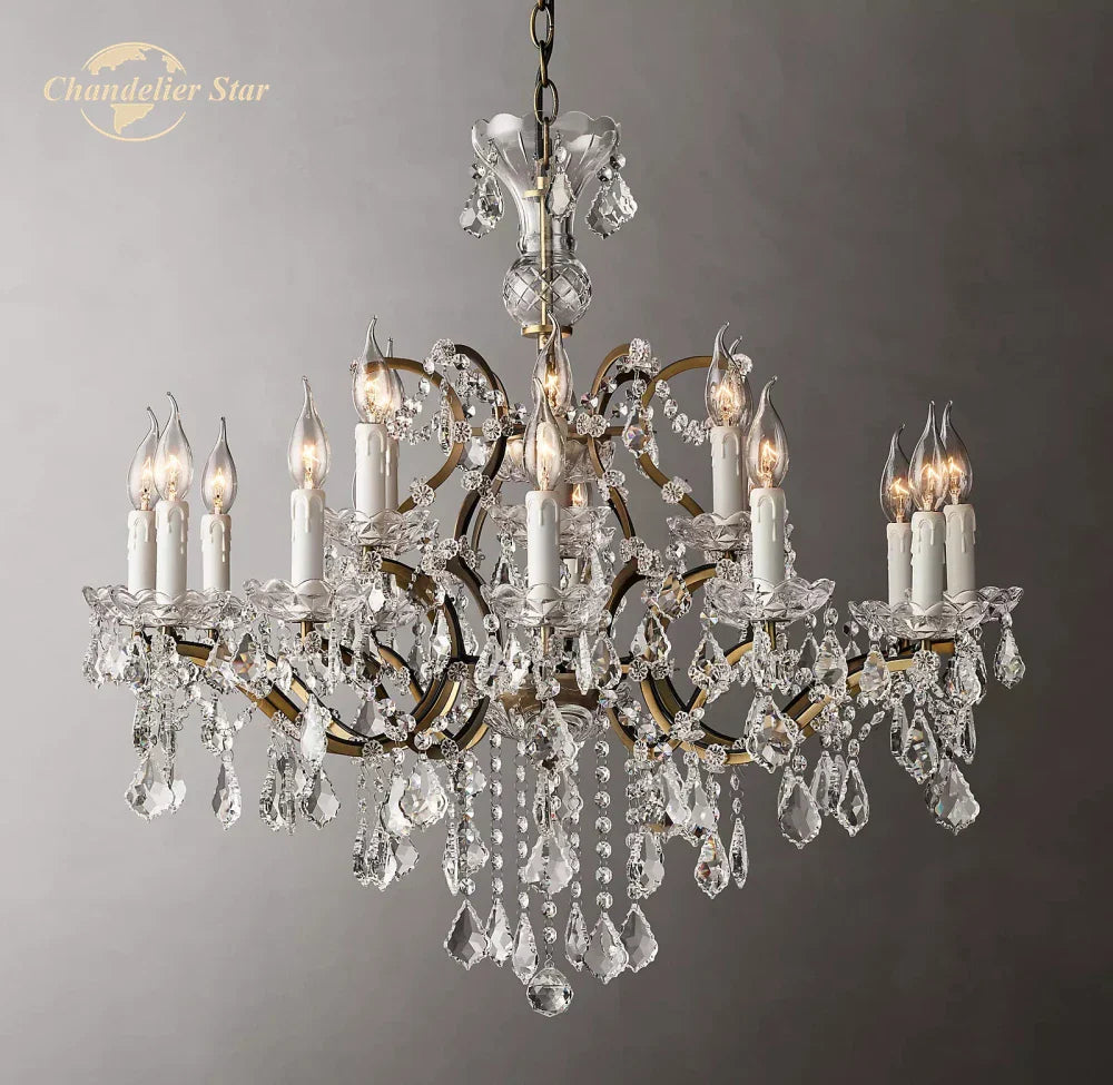 Rococo Crystal & Brass Chandelier: Elegant 19th C. Style for Bedroom & Living Room