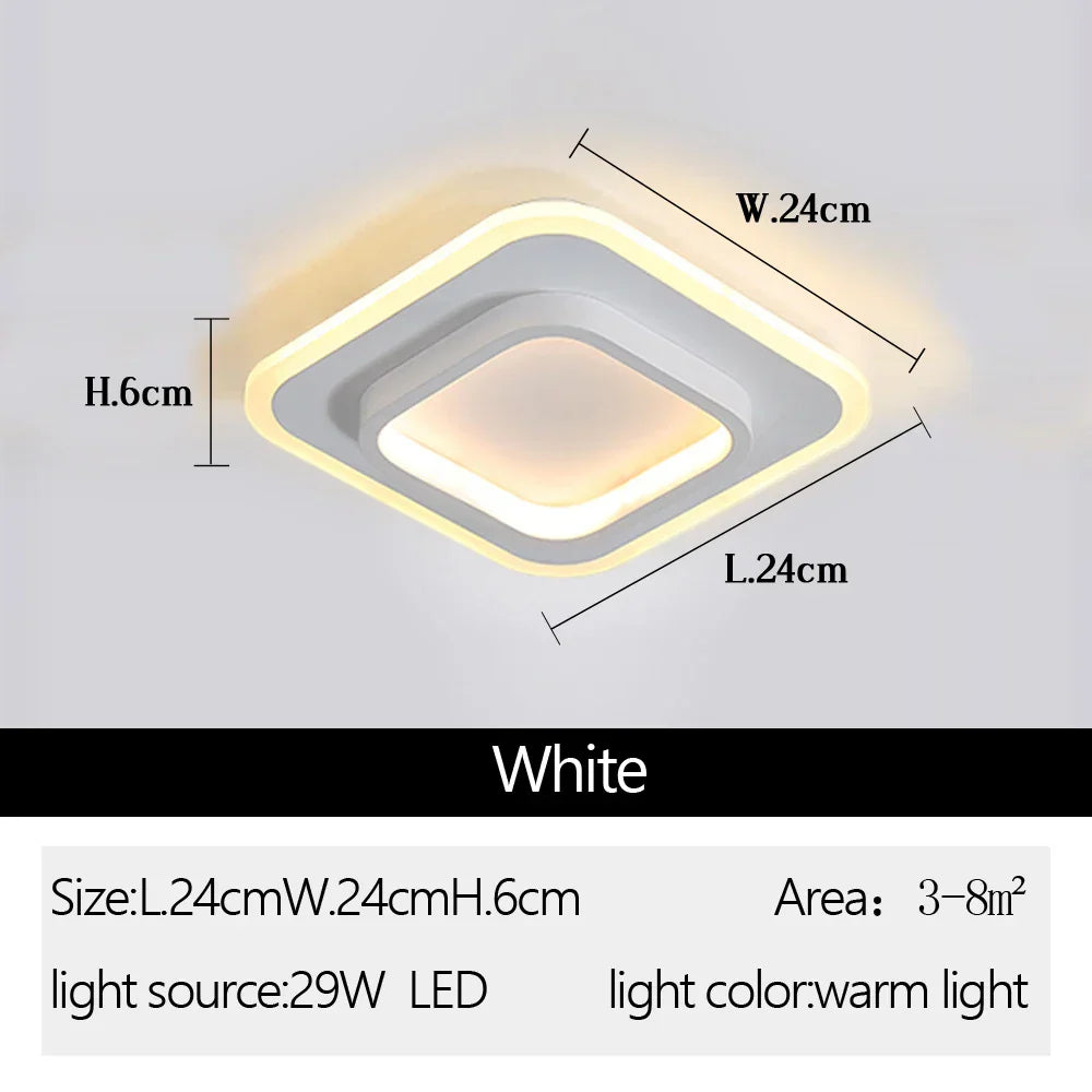 Round Square LED Ceiling Light - Small Indoor Night Light