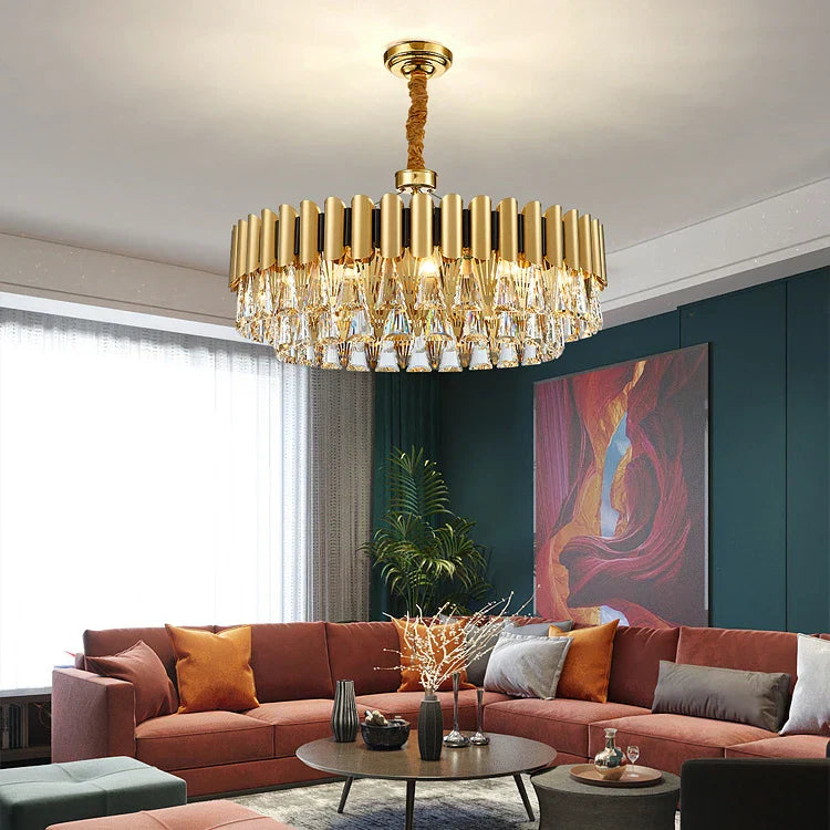 Oval Stainless Steel Crystal Chandelier for Dinning Room Lighting