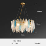 Art Deco Glass Iron LED Chandelier for Dinning Room
