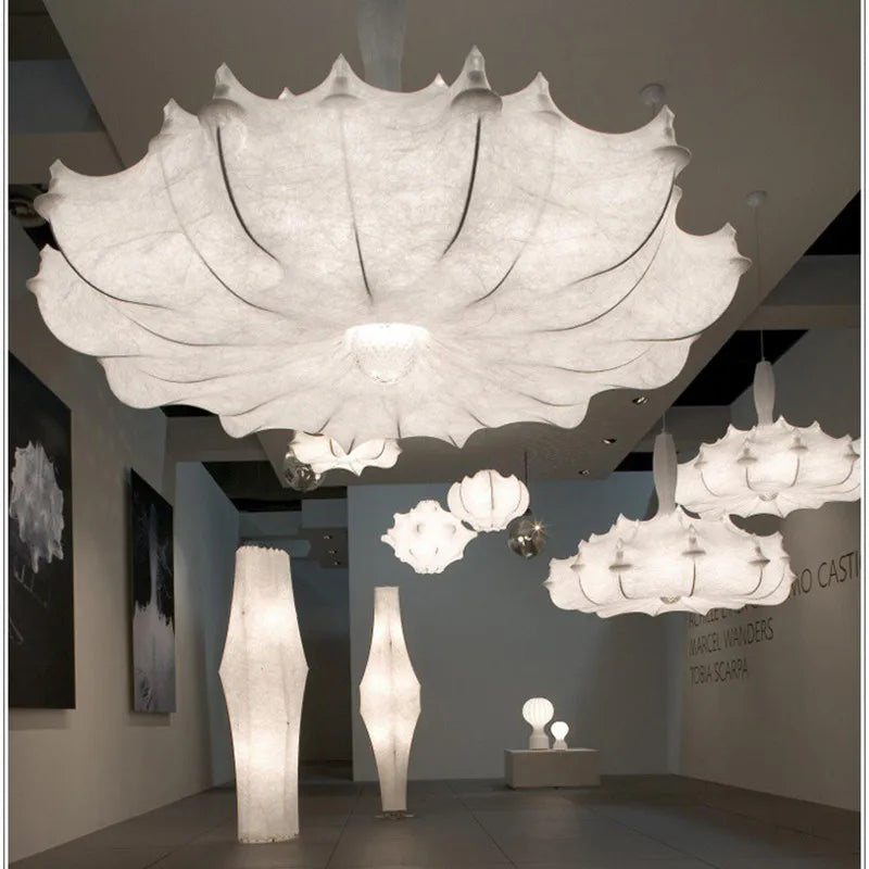 Zeppelin Silk Chandelier: Hand-Woven Modern Japanese Country Style Dining Room Lamp