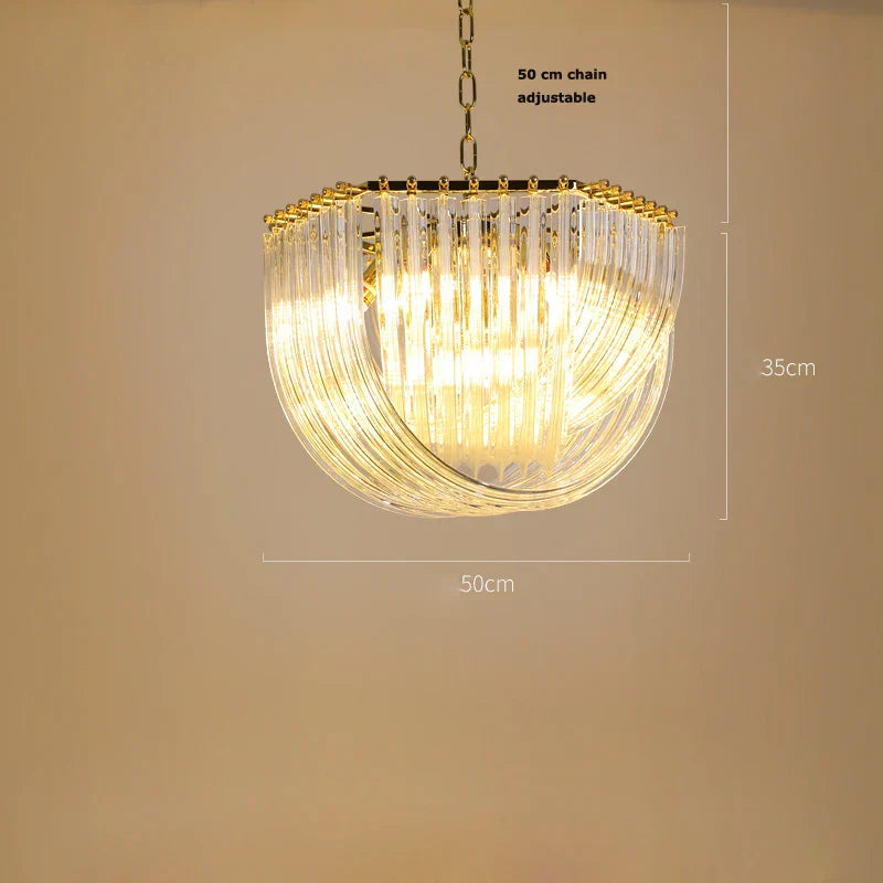 LED Glass Chandelier Hanging Lamps for Foyer - Modern Stainless Steel Design