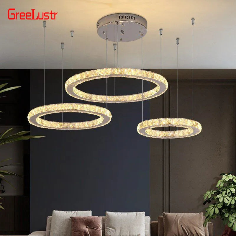 Crystal LED Chandeliers: Modern Pendant Light for Living Room.