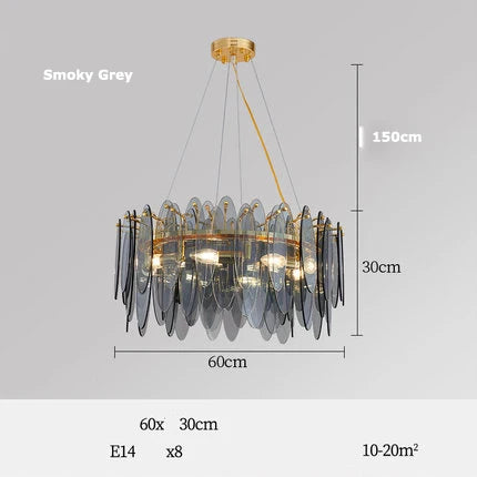Art Deco Glass Iron LED Chandelier for Dinning Room