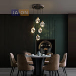 Black Crystal Copper LED Chandelier - Art Deco Hanging Lamp for Dinning Room