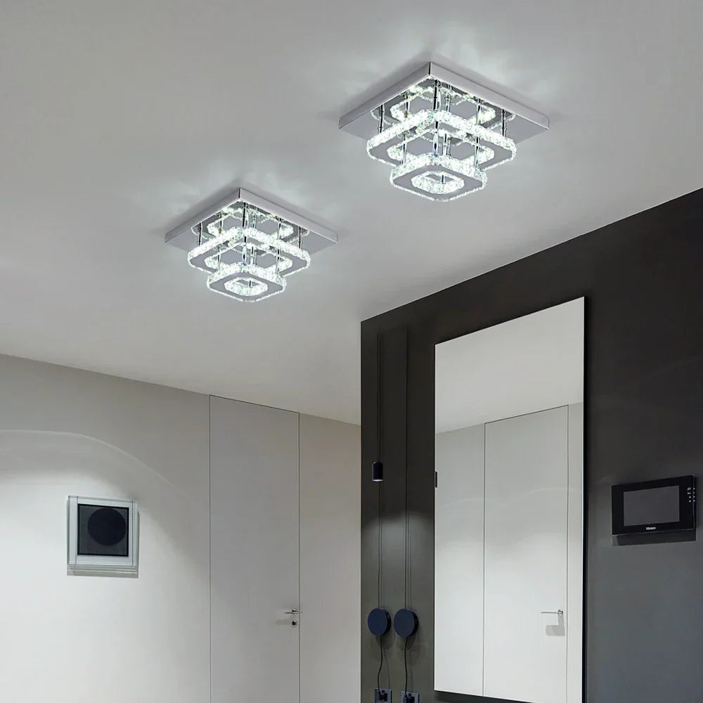 Crystal LED Ceiling Light Plafon Chandelier Stainless Steel Luminaria