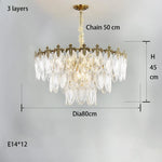 Round Glass Suspension Chandelier – Modern French Style Light Luxury for Living Room