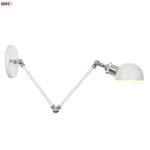 White Swing Arm Wall Light: Adjustable Vintage Industrial Sconce Luminaria