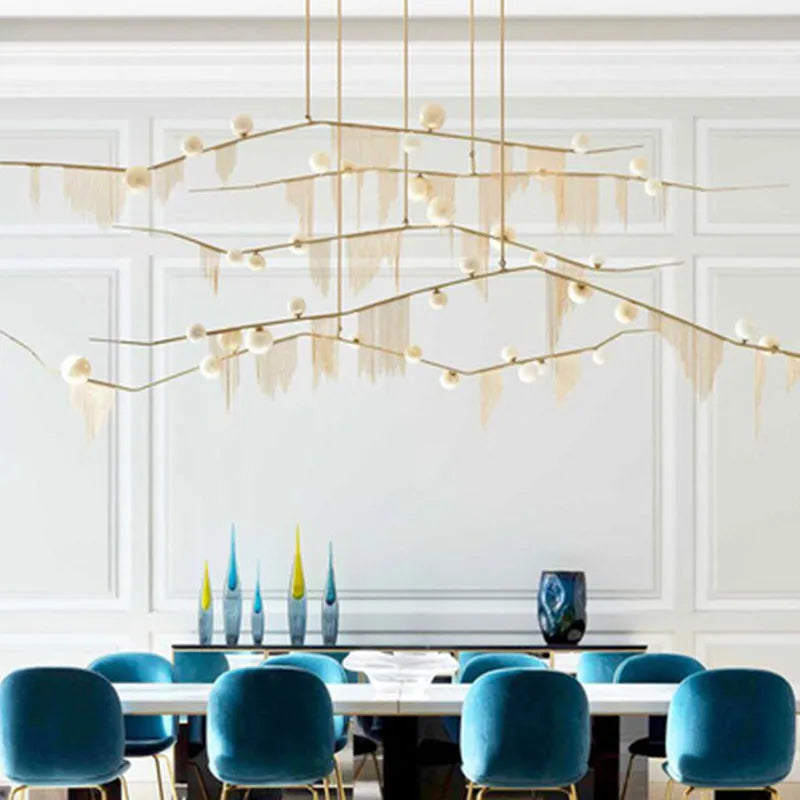 Gold Bubble Chandelier G9 LED Tassel Kitchen Island Lighting